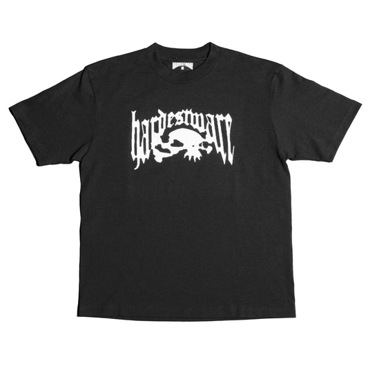 BLACK SCRIPT SKULL TEE